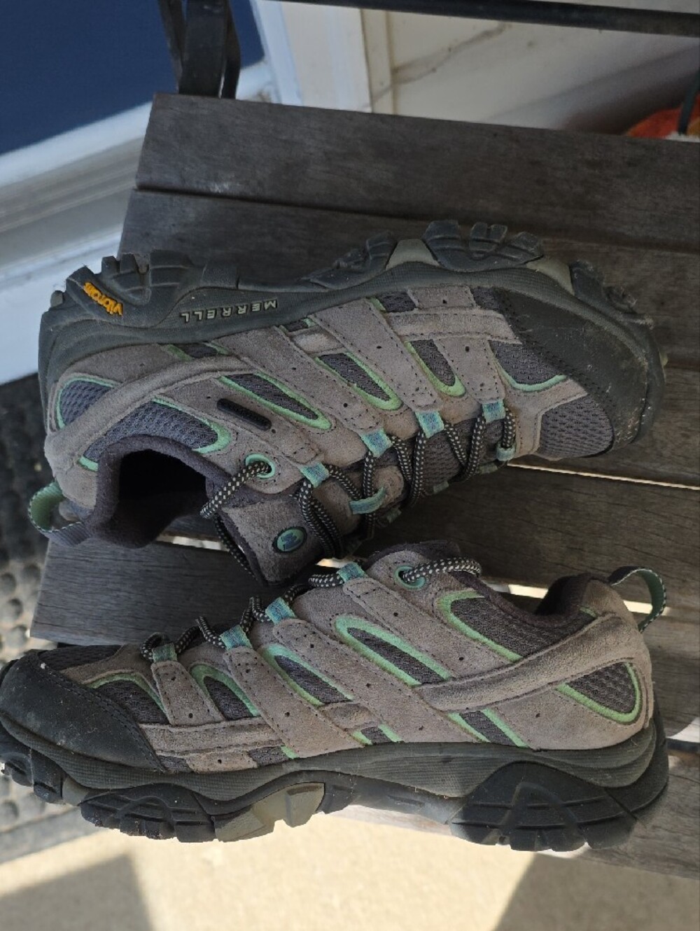 Merrell Women's Grey Trail Shoes with Mint Accents - Size 7 - Picture 4 of 10